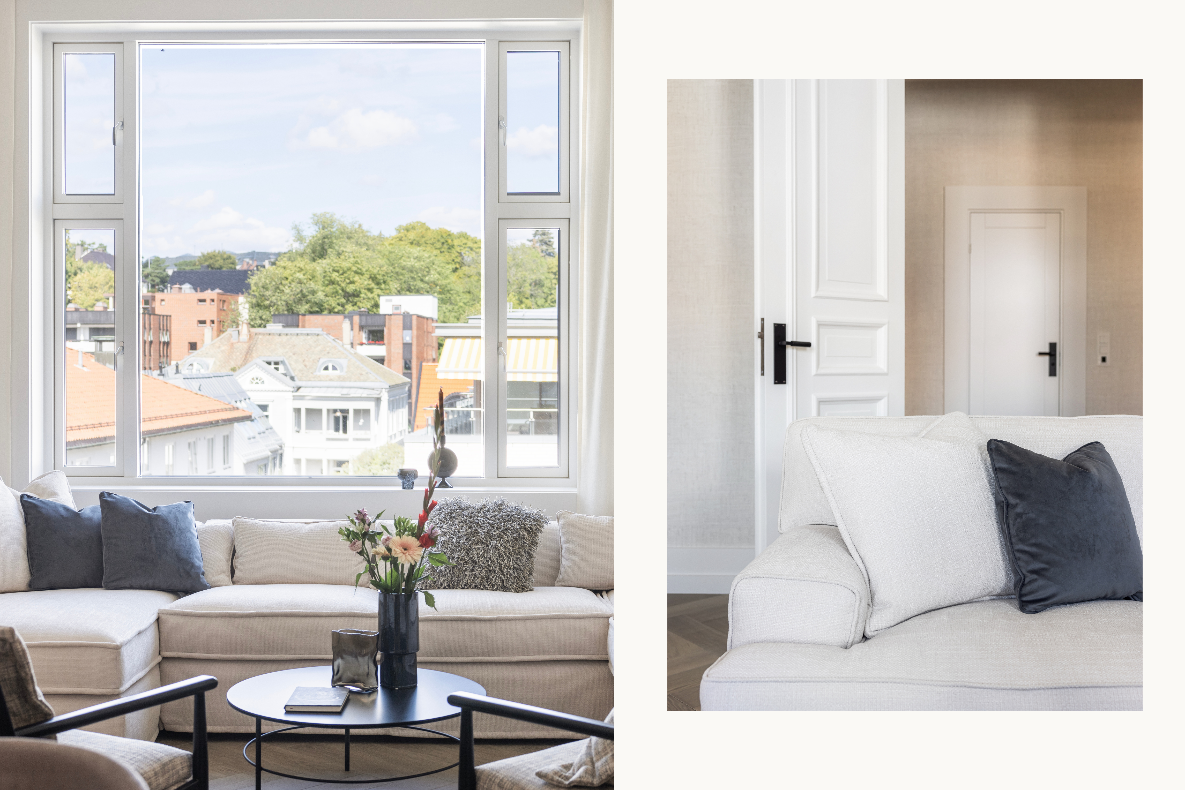 Bright living room with statement views
